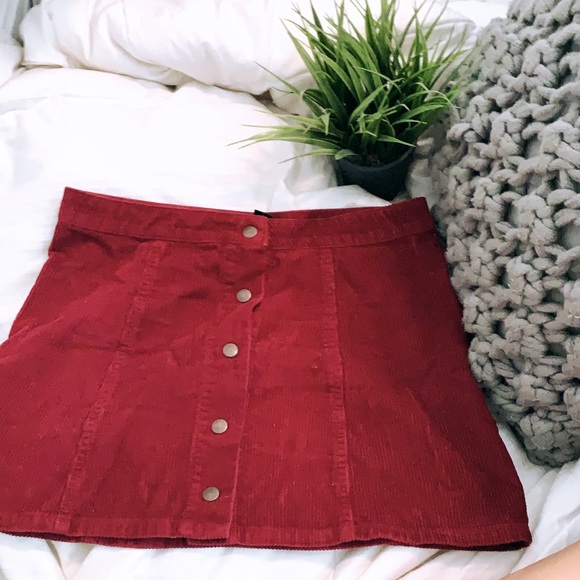 Forever 21 Button Down Red Velvet Skirt - Picture 2 of 2
